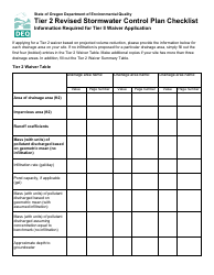 Tier 2 Revised Stormwater Control Plan Checklist - Oregon, Page 6