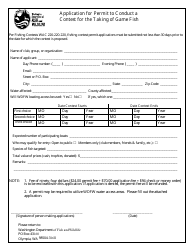 Document preview: Application for Permit to Conduct a Contest for the Taking of Game Fish - Washington