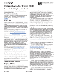 Document preview: Instructions for IRS Form 8835 Renewable Electricity Production Credit