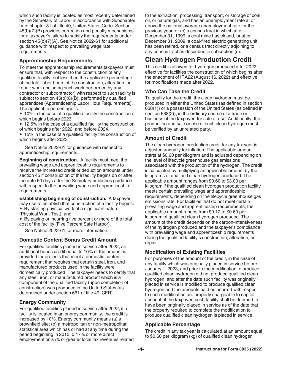 Instructions for IRS Form 8835 Renewable Electricity Production Credit, Page 4
