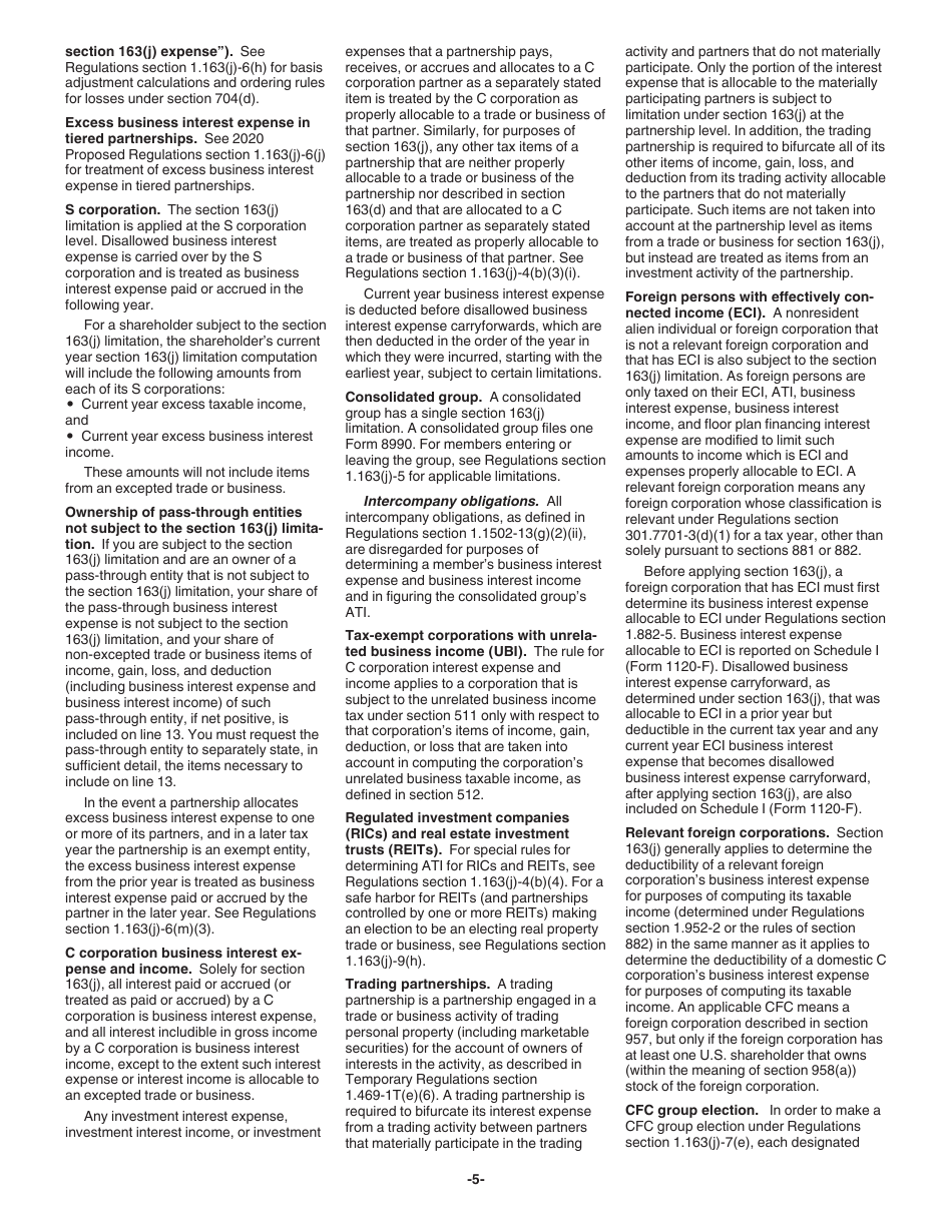 Instructions for IRS Form 8990 Limitation on Business Interest Expense Under Section 163(J), Page 5