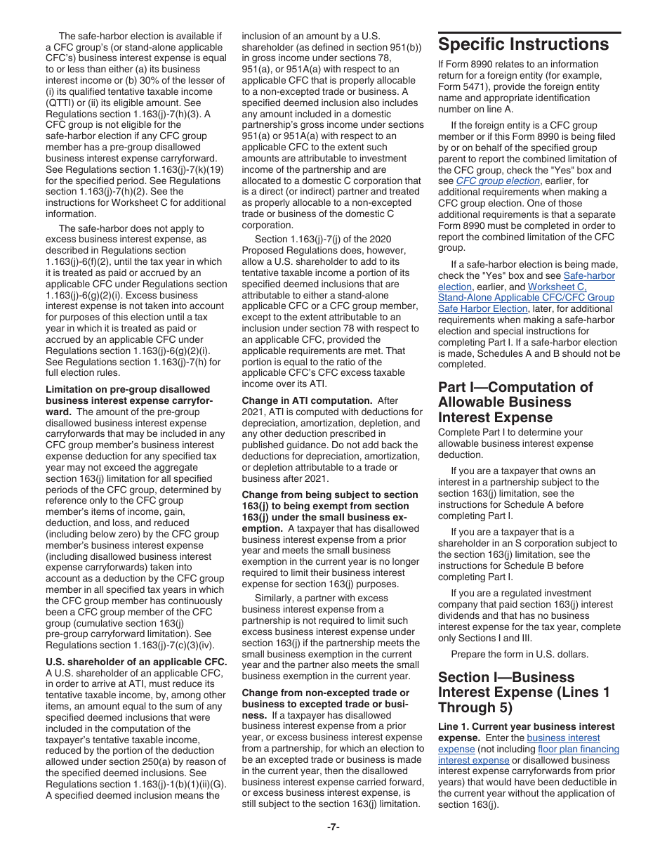 Download Instructions for IRS Form 8990 Limitation on Business Interest
