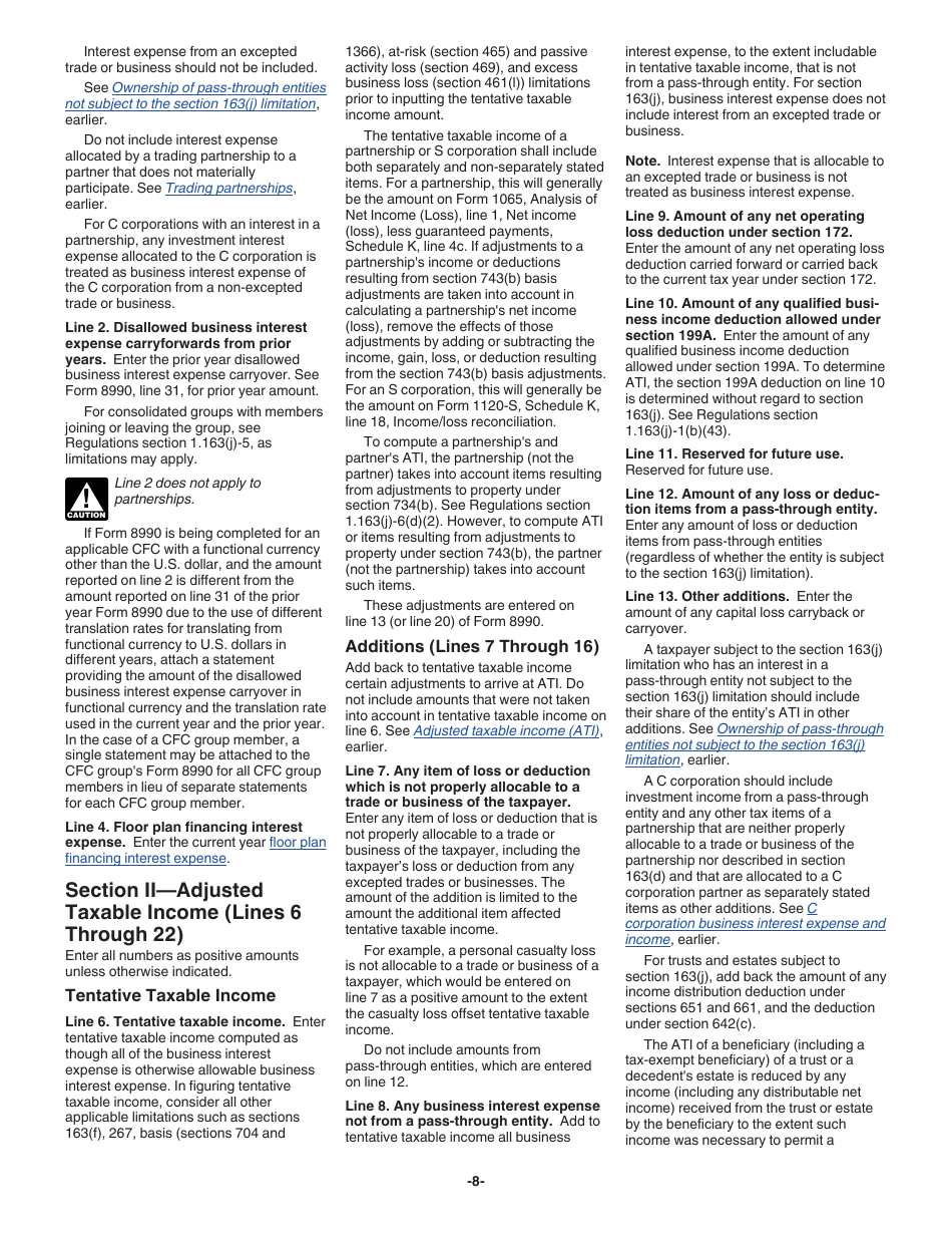 Instructions for IRS Form 8990 Limitation on Business Interest Expense Under Section 163(J), Page 8