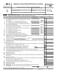 Document preview: IRS Form CT-1 Employer's Annual Railroad Retirement Tax Return, 2022