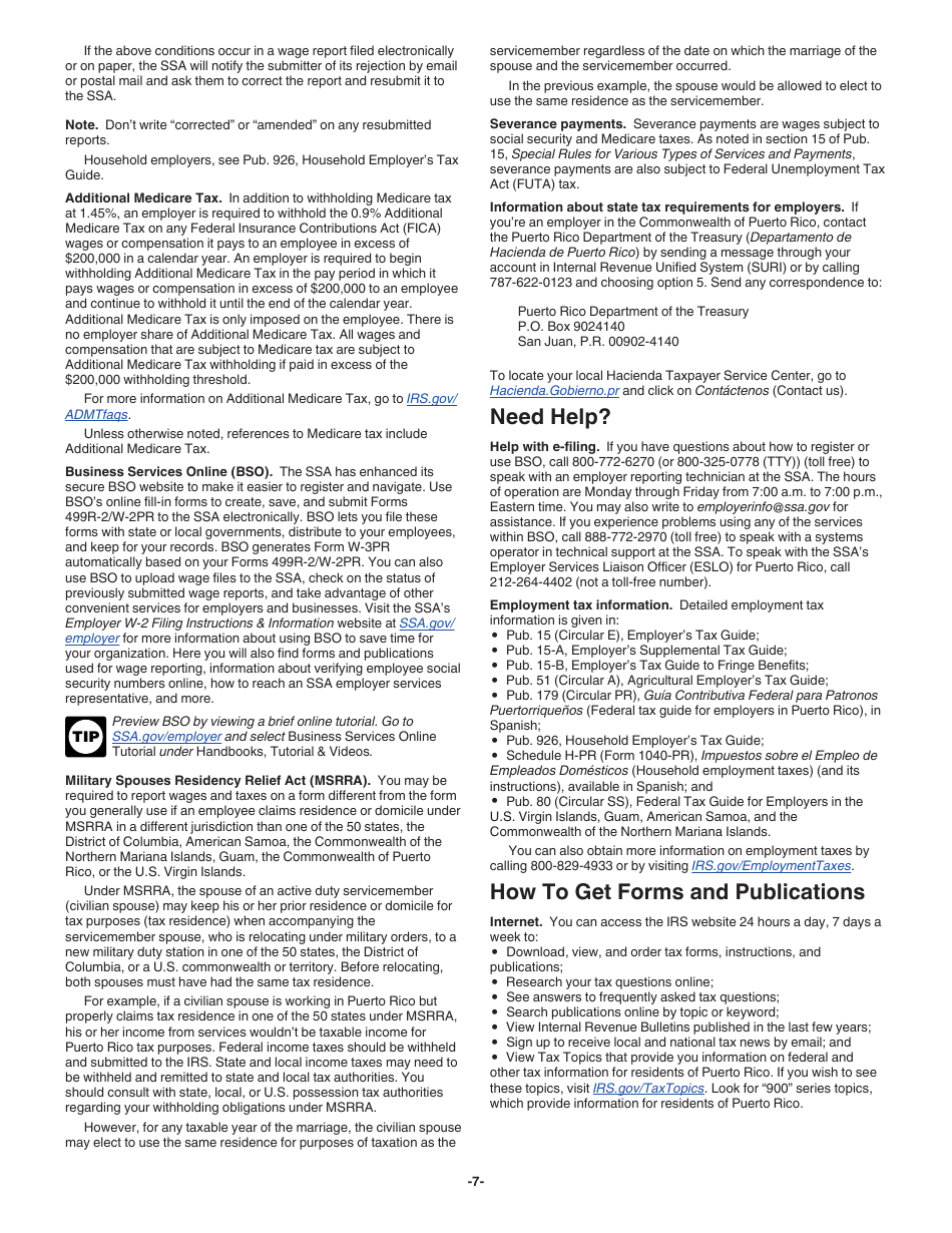 Instrucciones para IRS Formulario W-3PR Informe De Comprobantes De Retencion (Puerto Rican Spanish), Page 7