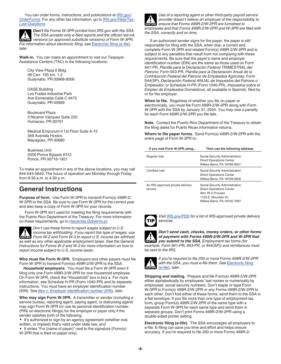 Instrucciones para IRS Formulario W-3PR Informe De Comprobantes De Retencion (Puerto Rican Spanish), Page 8