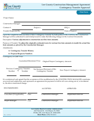 Document preview: Construction Management Agreement Contingency Transfer Approval - Lee County, Florida