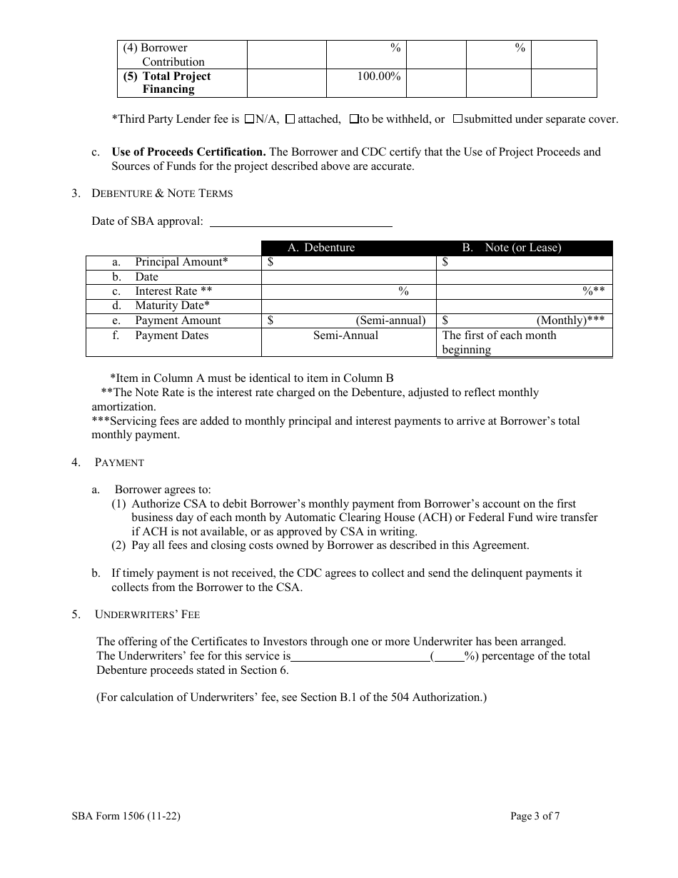 SBA Form 1506 Servicing Agent Agreement, Page 3