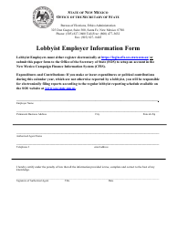 Document preview: Lobbyist Employer Information Form - New Mexico