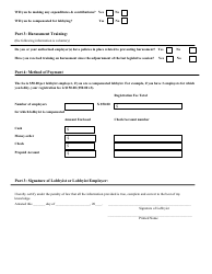 Lobbyist Supplemental Registration Form - New Mexico, Page 2