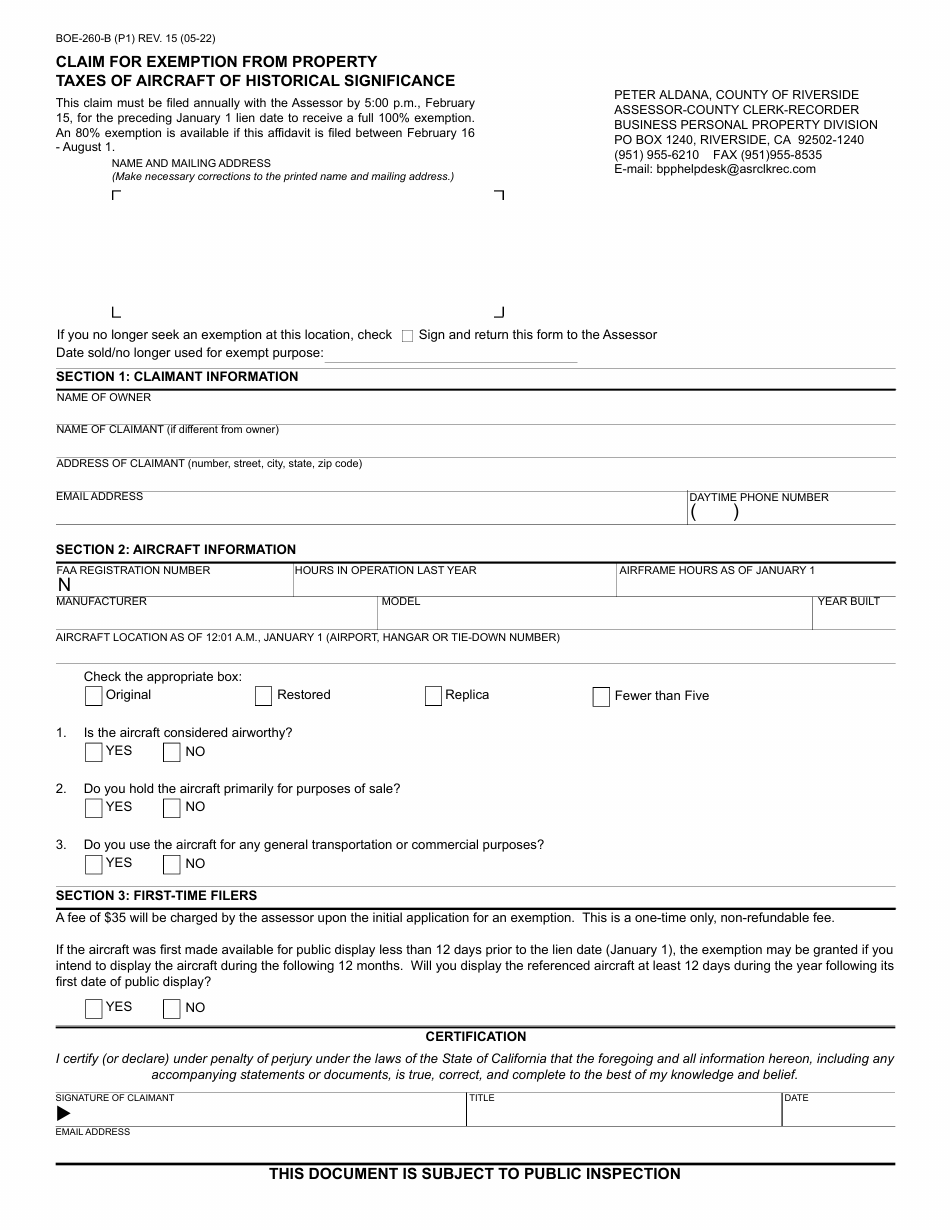 2017 — 2024 Form BOE-260-B Download Fillable PDF or Fill Online Claim ...