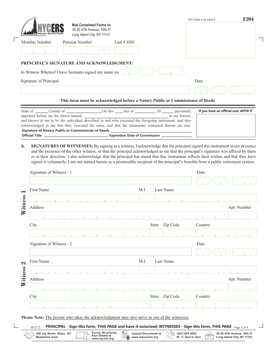Form F204 Special Durable Power of Attorney - New York City, Page 5