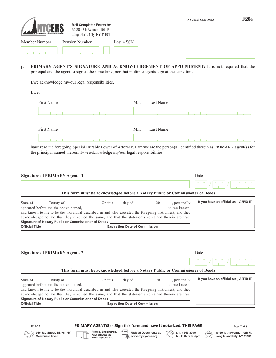 Form F204 Special Durable Power of Attorney - New York City, Page 7