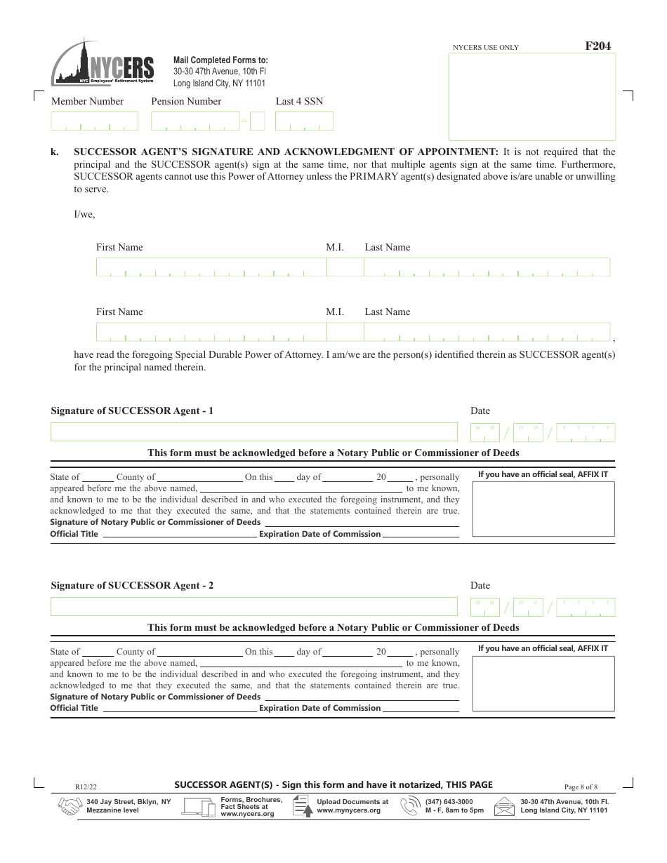 Form F204 Special Durable Power of Attorney - New York City, Page 8