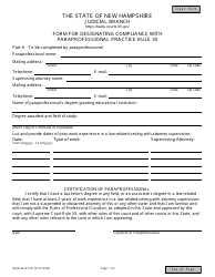 Document preview: Form NHJB-2613-SUP Form for Designating Compliance With Paraprofessional Practice Rule 35 - New Hampshire