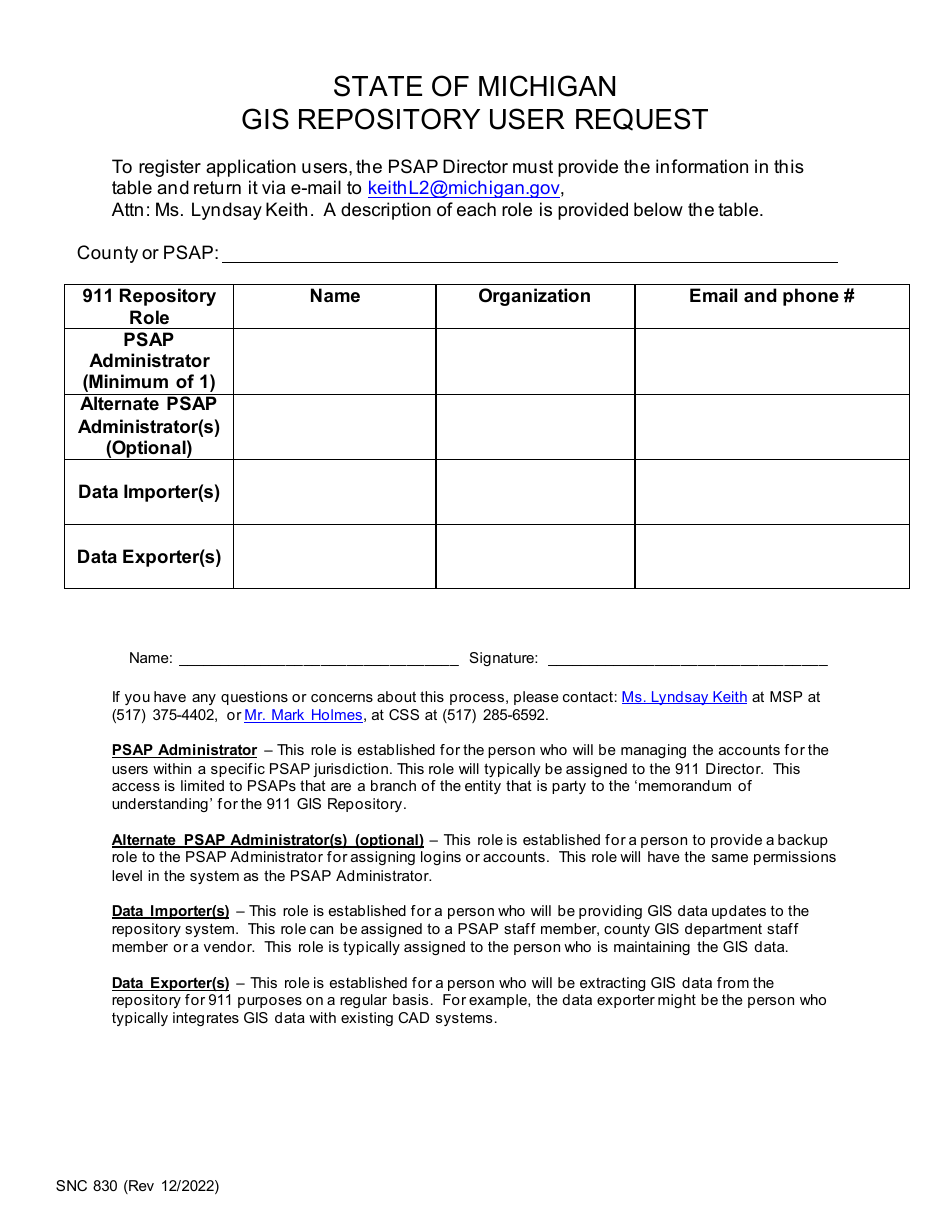 Form SNC830 Download Printable PDF or Fill Online Gis Repository User ...