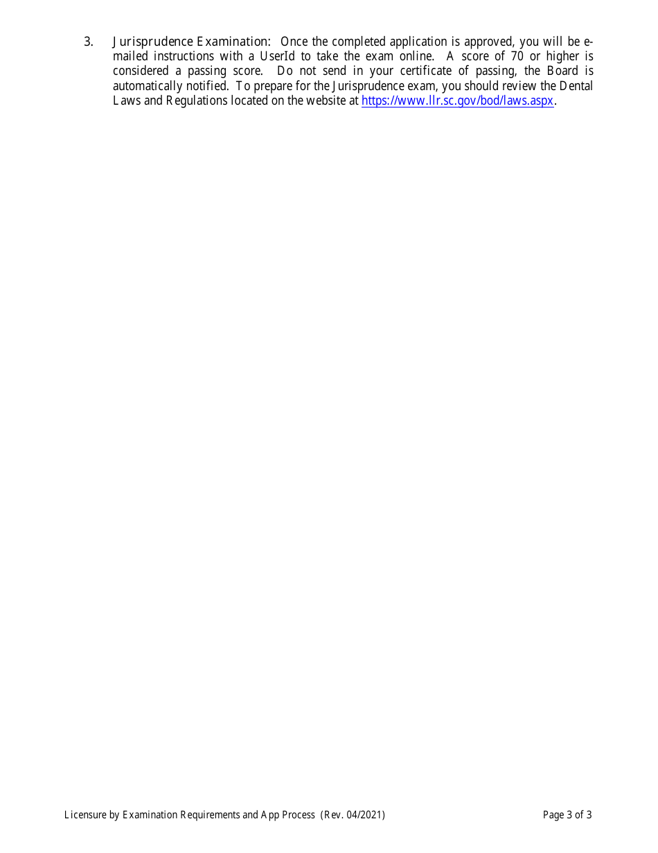 Dentistry Application by Examination - South Carolina, Page 4