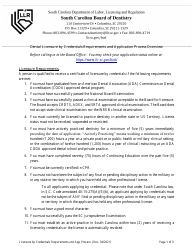 Dentistry Application by Credential - South Carolina, Page 2