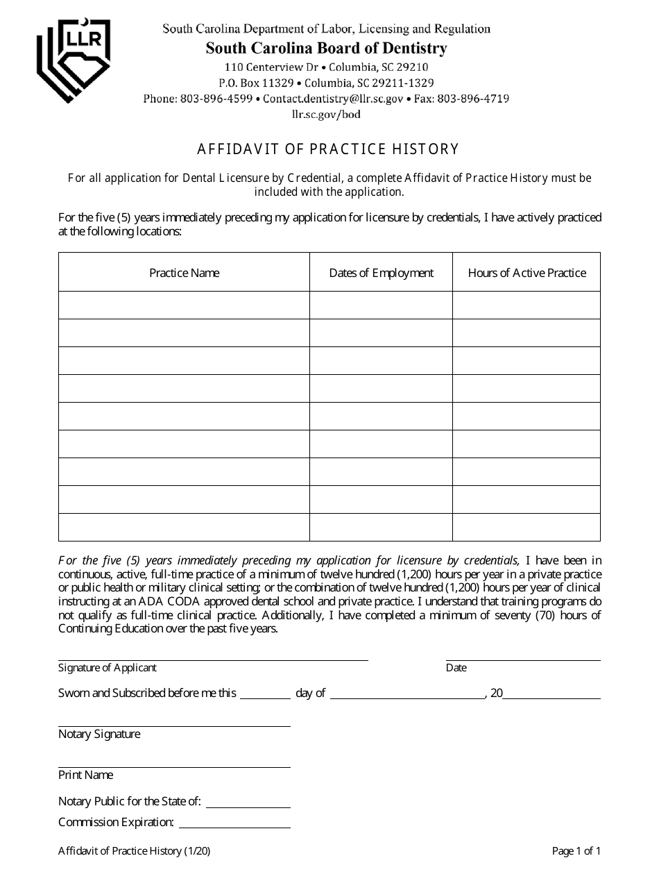 Dentistry Application by Credential - South Carolina, Page 6