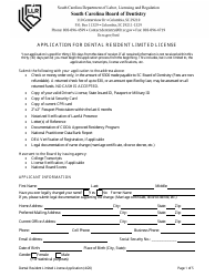 Application for Dental Resident Limited License - South Carolina, Page 4