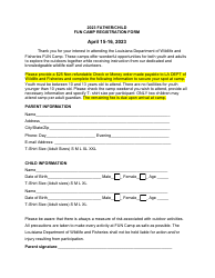 Father/Child Fun Camp Registration Form - Louisiana