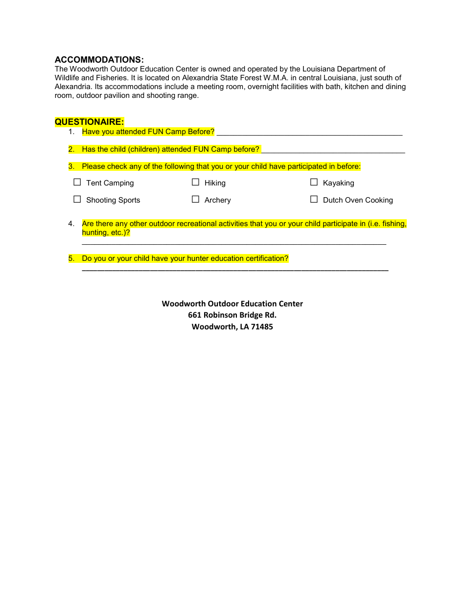 Father / Child Fun Camp Registration Form - Louisiana, Page 3