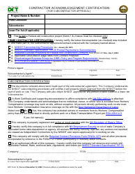 Document preview: OFC Form 14 Contractor Acknowledgement Certification (For Subcontractor Approval) - New Hampshire