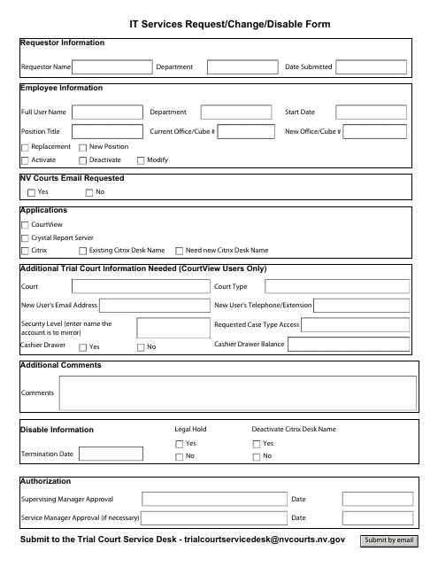 It Services Request/Change/Disable Form - Nevada