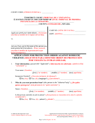 Application for Protection Order Against Domestic Violence - Nevada (English/Spanish)