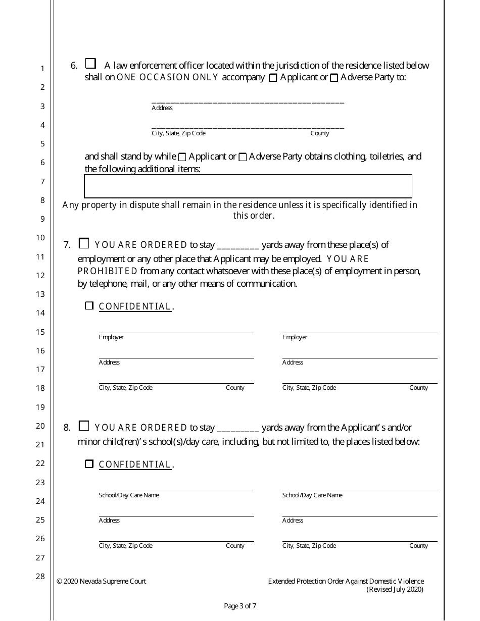 Extended Protection Order Against Domestic Violence - Nevada, Page 3