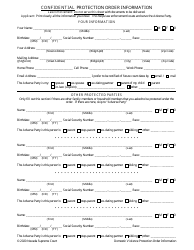 Domestic Violence Temporary Protection Order Confidential Information Sheet - Nevada