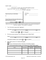 Application for Protection Order Against Stalking/Harassment, Sexual Assault, or Harm to Minors - Nevada