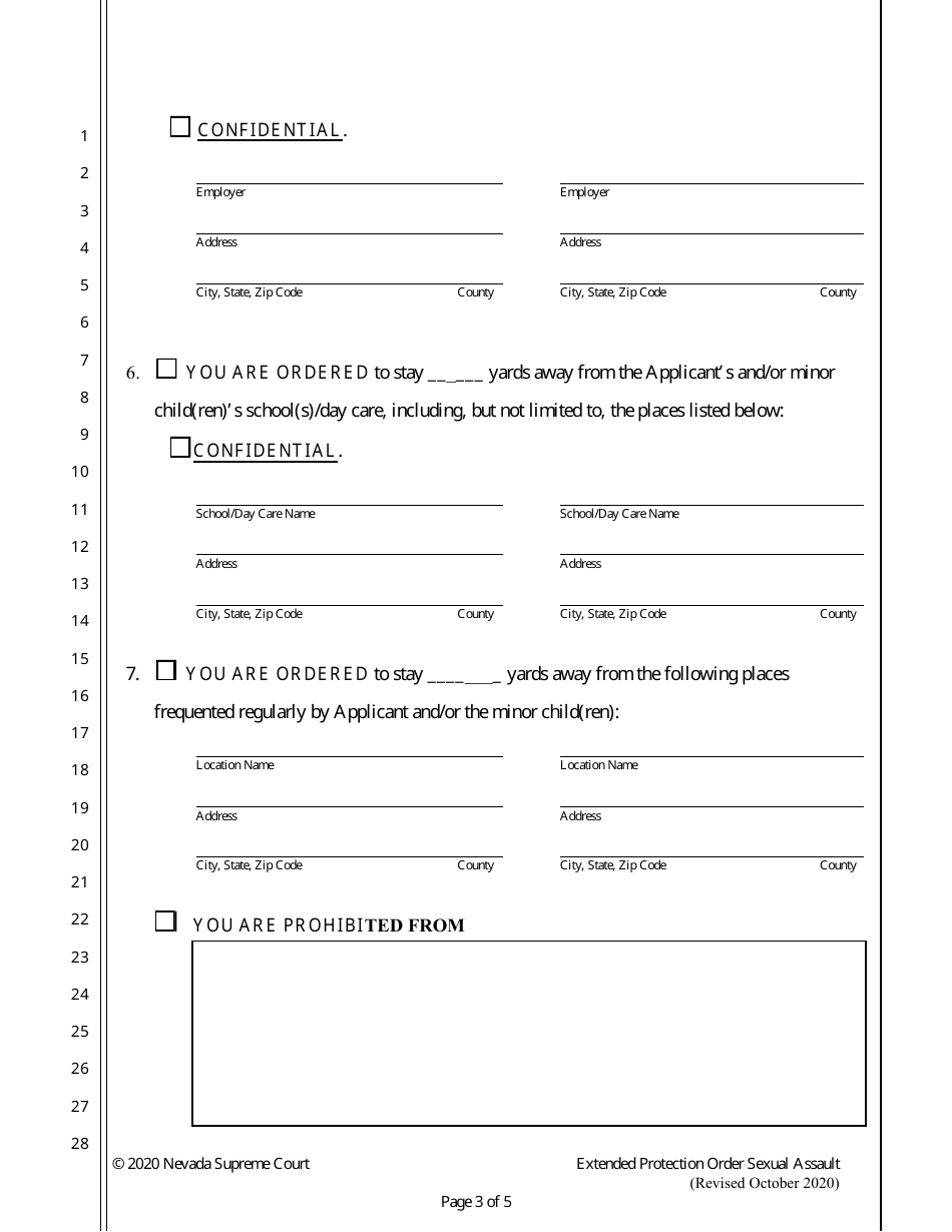 Sexual Assault Extended Protection Order - Nevada, Page 3