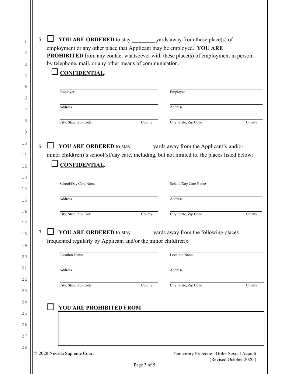 Sexual Assault Temporary Protection Order - Nevada, Page 3