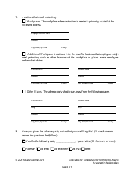 Application for Temporary Order for Protection Against Harassment in the Workplace - Nevada, Page 4