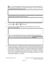 Application for Temporary Order for Protection Against Harassment in the Workplace - Nevada, Page 5
