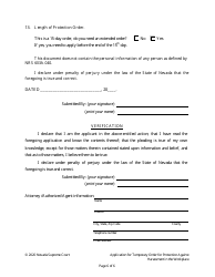 Application for Temporary Order for Protection Against Harassment in the Workplace - Nevada, Page 6