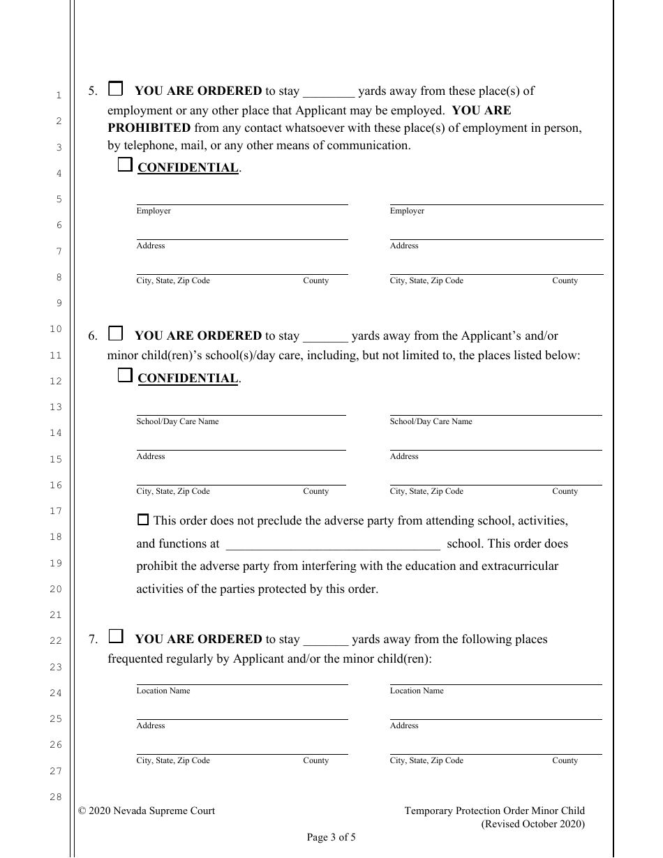 Temporary Protection Order on Behalf of Minor Child - Nevada, Page 3