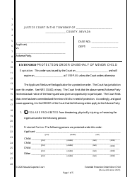 Extended Protection Order on Behalf of Minor Child - Nevada