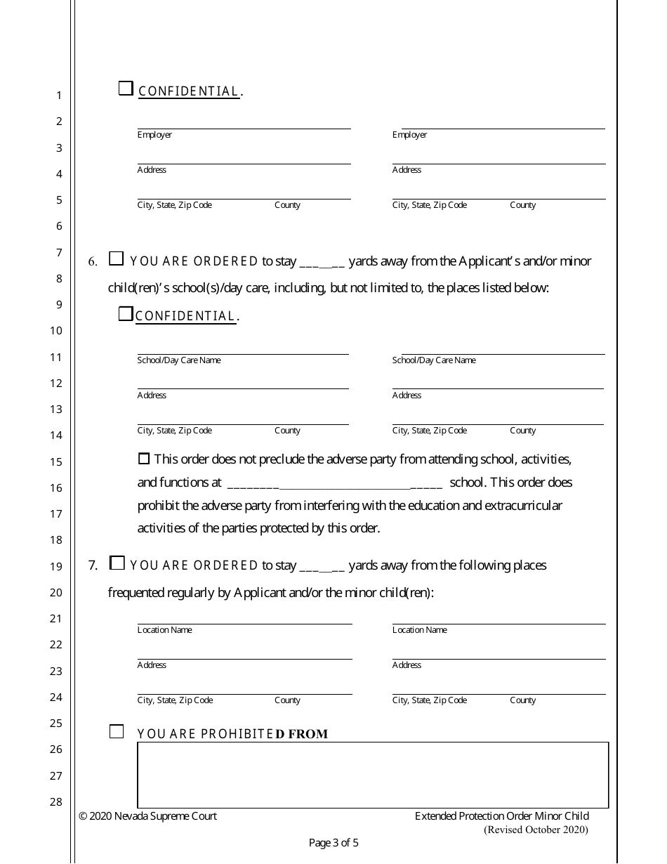 Extended Protection Order on Behalf of Minor Child - Nevada, Page 3