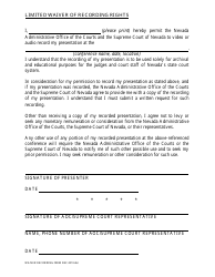 Limited Waiver of Recording Rights - Nevada