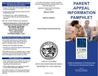 Form PUB523 Parent Appeal Information Pamphlet - California