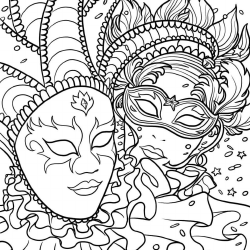 Document preview: Mardi Gras Coloring Page - Masquerade