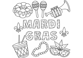 Document preview: Mardi Gras Coloring Page - Celebration