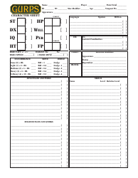 Document preview: GURPS Character Sheet - Colored Emblem