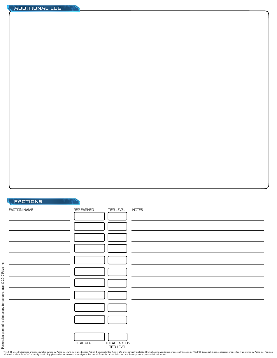 Starfinder Shwars Character Sheet, Page 7