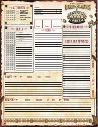 Document preview: Deadlands Character Sheet - Adventure Edition