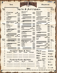 Document preview: Deadlands Character Sheet - Brown
