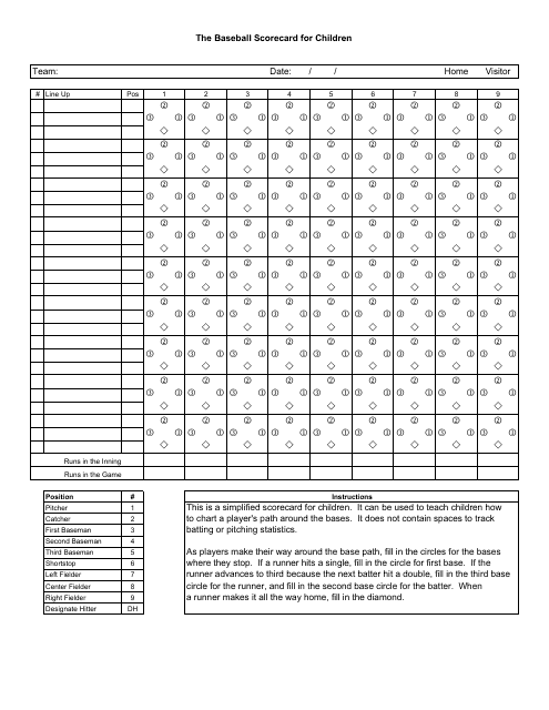 Baseball Scorecard for Children - Customizable and Fun Scorecard Template
