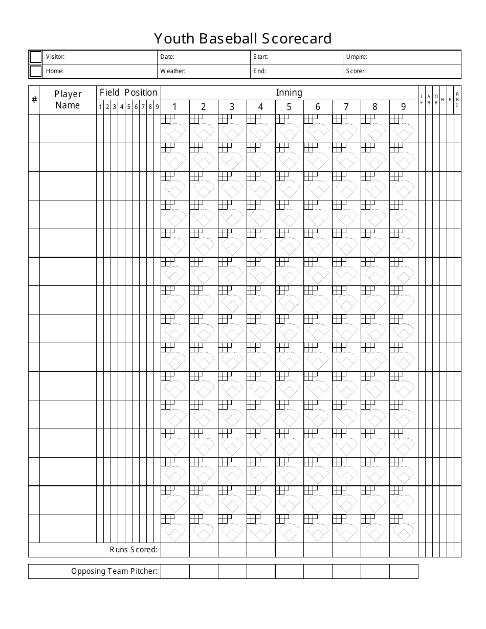 Youth Baseball Scorecard Preview - Improve Your Game with this Free Printable Scorecard.